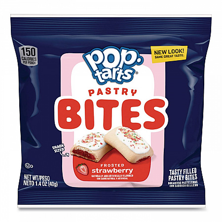 Pop Tarts Bites, Frosted Strawberry, 3.5 oz Bag, 6/Carton (25069)