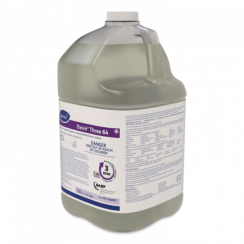 Oxivir Three 64 Disinfecting Cleaner and Deodorizer, 1 gal Bottle, 4/Carton (101106001)