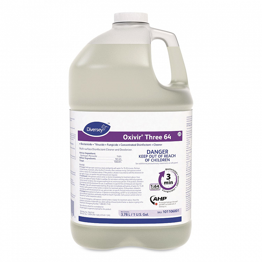 Oxivir Three 64 Disinfecting Cleaner and Deodorizer, 1 gal Bottle, 4/Carton (101106001)