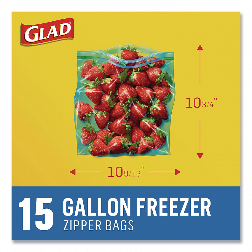 Zipper Food Storage Plastic Bags, Gallon Size, 10.75 x 10.38, Clear, 15 Bags (57034EA)