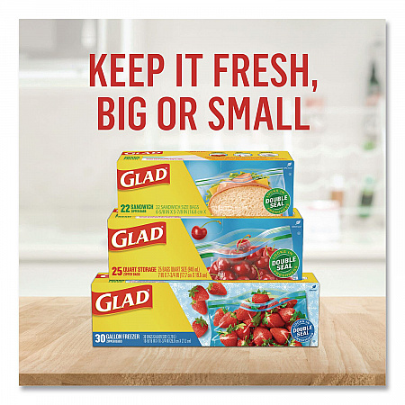 Zipper Food Storage Plastic Bags, Gallon Size, 10.75 x 10.38, Clear, 15 Bags (57034EA)