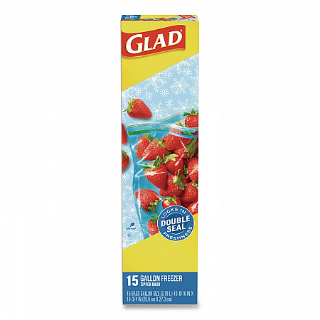 Zipper Food Storage Plastic Bags, Gallon Size, 10.75 x 10.38, Clear, 15 Bags (57034EA)
