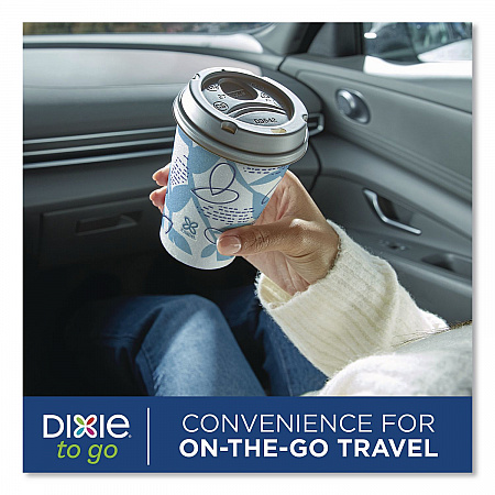 To Go Paper Cups and Lids Combo, 12 oz, Blue/White, 66/Pack (15030)