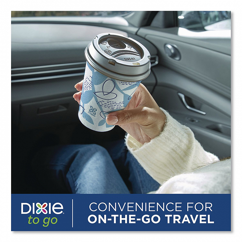 To Go Paper Cups and Lids Combo, 12 oz, Blue/White, 66/Pack (15030)