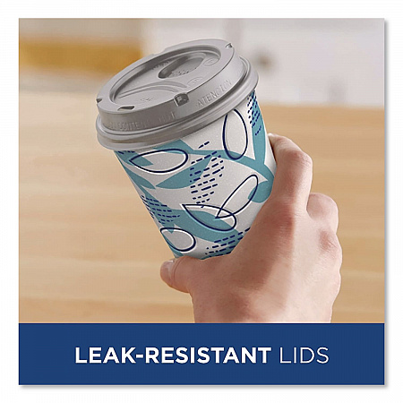 To Go Paper Cups and Lids Combo, 12 oz, Blue/White, 66/Pack (15030)