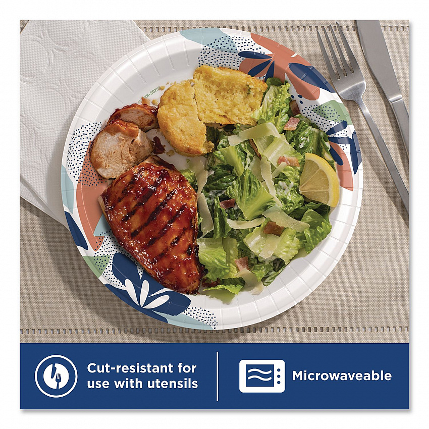 Paper Plates with Soak-Proof Shield, 10" dia, Multicolor, 86/Pack (15740)