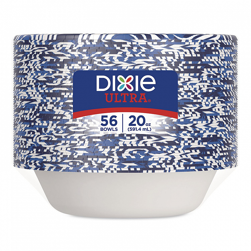 Paper Bowls, 20 oz, Blue/Black/White, 56/Pack (15810)