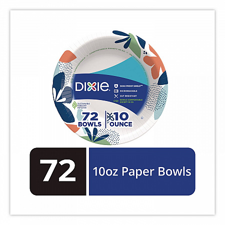 Paper Bowls with Soak Proof Shield, 10 oz, Multicolor, 72/Pack (15981)