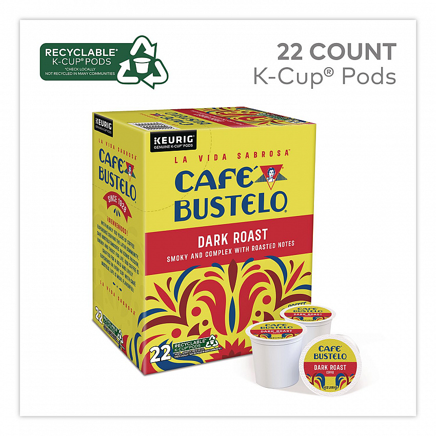 Cafe Bustelo Dark Roast Coffee K-Cup, 22/Box (5000389574)