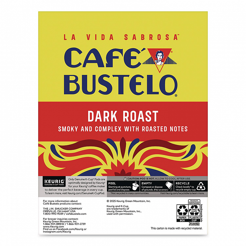 Cafe Bustelo Dark Roast Coffee K-Cup, 22/Box (5000389574)
