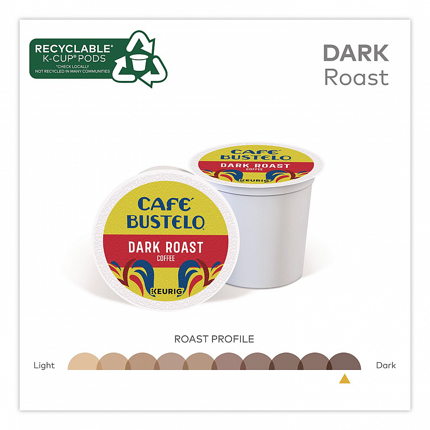 Cafe Bustelo Dark Roast Coffee K-Cup, 22/Box (5000389574)