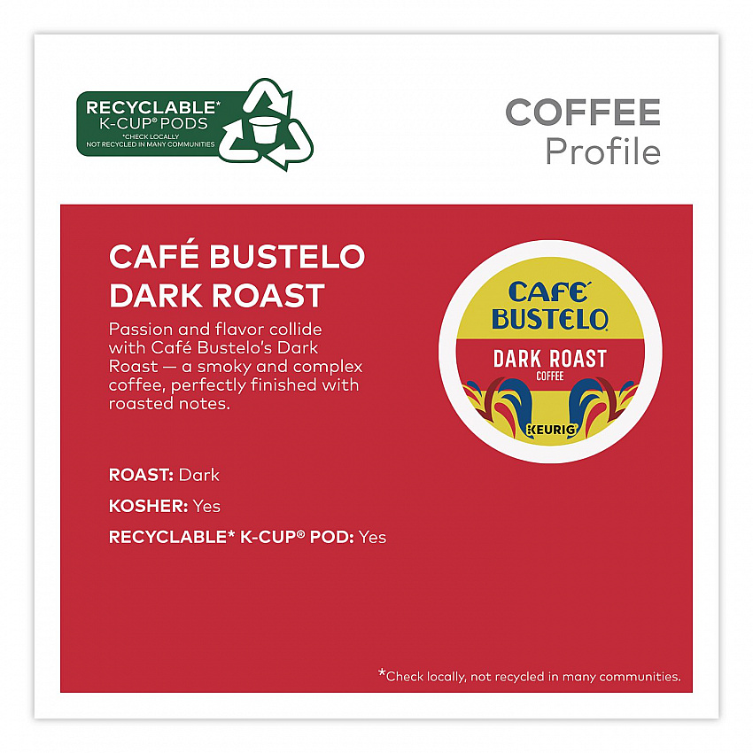 Cafe Bustelo Dark Roast Coffee K-Cup, 22/Box (5000389574)