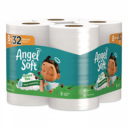 Mega Toilet Paper, Limited Edition Fresh Evergreen Scent Tube, Septic Safe, 2-Ply, White, 320 Sheets/Roll, 8 Rolls/Pack (79461)