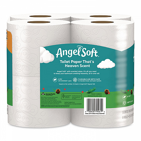 Mega Toilet Paper, Limited Edition Fresh Evergreen Scent Tube, Septic Safe, 2-Ply, White, 320 Sheets/Roll, 8 Rolls/Pack (79461)
