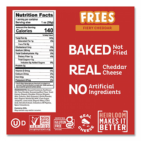 Pipcorn Fries, Fiery Cheddar, 1 oz Bag, 24/Carton (PSK88504)