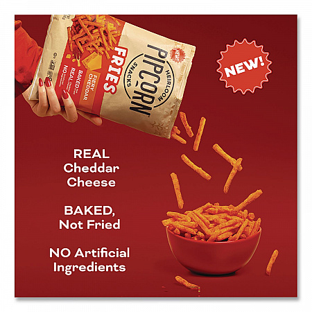 Pipcorn Fries, Fiery Cheddar, 1 oz Bag, 24/Carton (PSK88504)