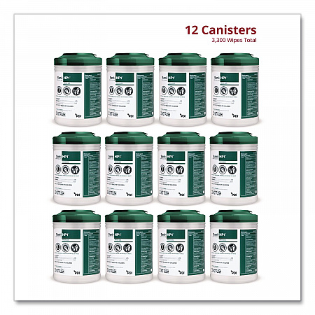 Sani-HP1 Germicidal Wipes, 5 x 6, Unscented, White, 275 Wipes/Canister, 12 Canisters/Carton (P62572PK)