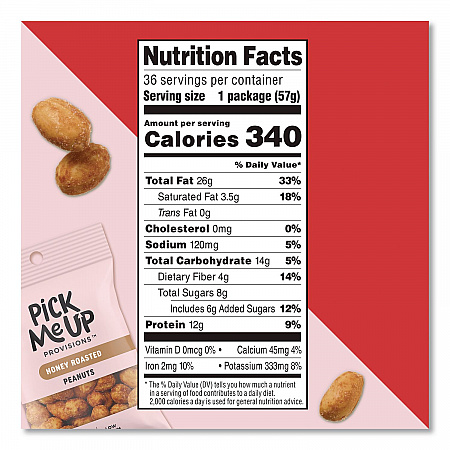 Honey Roasted Peanuts, 2 oz Packet, 36/Box (PM63391)