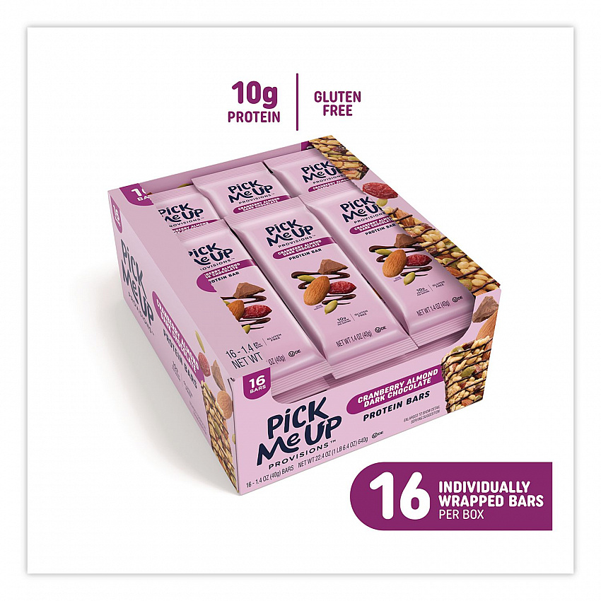 Gluten-Free Cranberry Almond Dark Chocolate Protein Bar Protein Bars, 1.4 oz Bar, 16/Box (PM63401)
