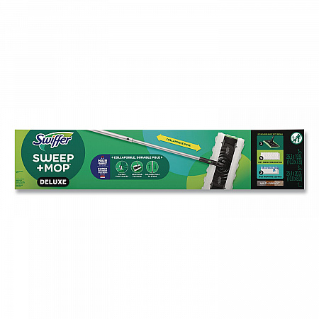 Sweep and Mop 2-in-1 Dry + Wet Floor Deluxe Mopping and Sweeping Kit, Silver Handle (16413)