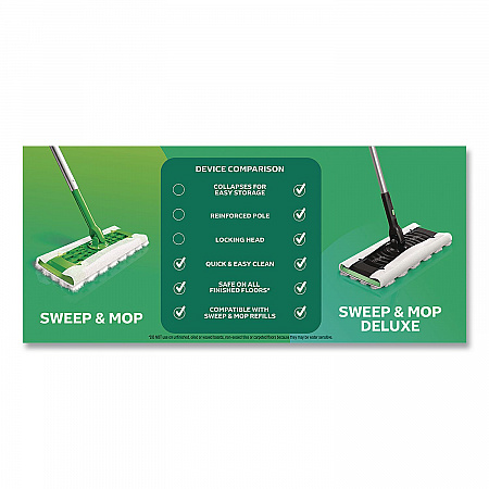 Sweep and Mop 2-in-1 Dry + Wet Floor Deluxe Mopping and Sweeping Kit, Silver Handle (16413)