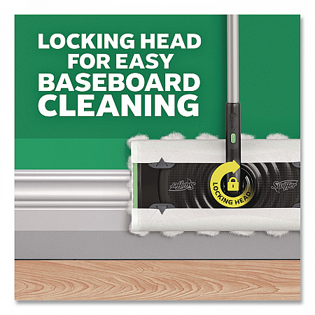 Sweep and Mop 2-in-1 Dry + Wet Floor Deluxe Mopping and Sweeping Kit, Silver Handle (16413)