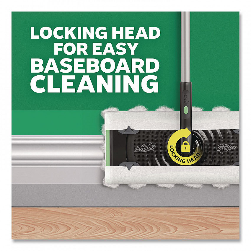 Sweep and Mop 2-in-1 Dry + Wet Floor Deluxe Mopping and Sweeping Kit, Silver Handle (16413)