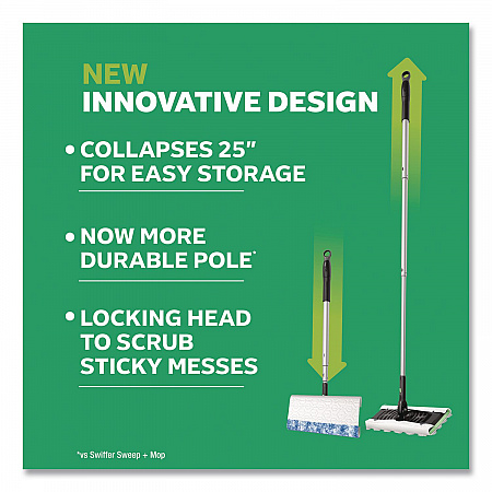Sweep and Mop 2-in-1 Dry + Wet Floor Deluxe Mopping and Sweeping Kit, Silver Handle (16413)