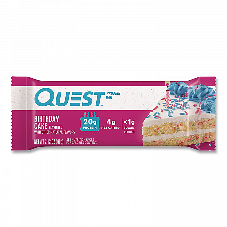 Protein Bars, Birthday Cake, 2.12 oz Bar, 12/Box (QUN00596)