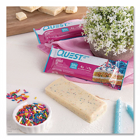 Protein Bars, Birthday Cake, 2.12 oz Bar, 12/Box (QUN00596)