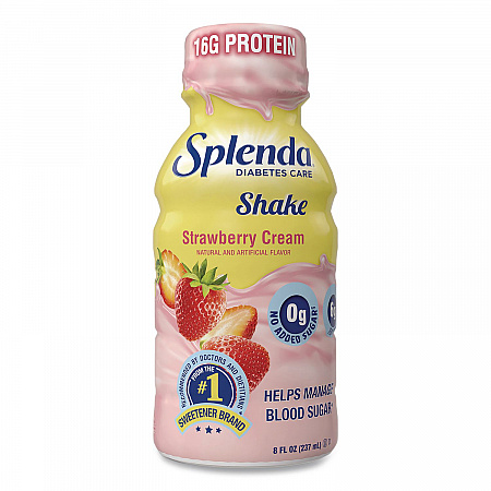 Diabetes Care Sugar-Free Shake, Strawberry Cream, 14 oz Bottle, 24/Carton (HFP00659)