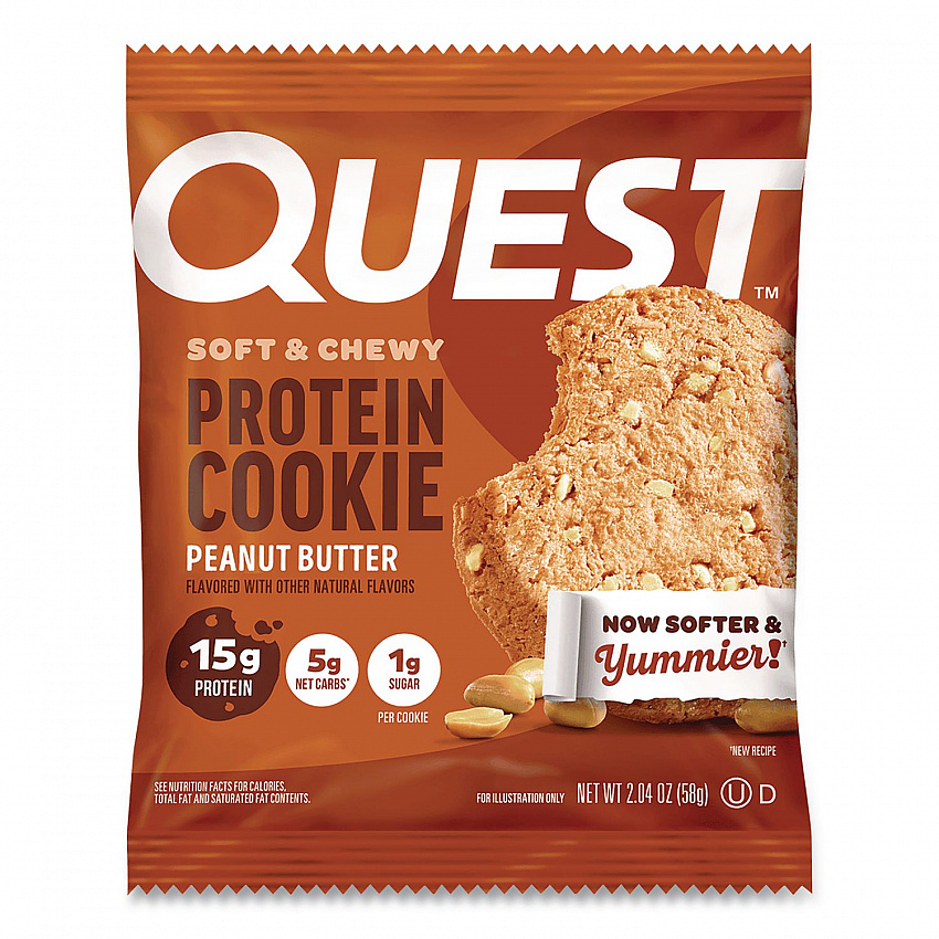 Gluten Free Protein Cookies, Peanut Butter, 2.04 oz Pack, 12/Box (QUN00605)