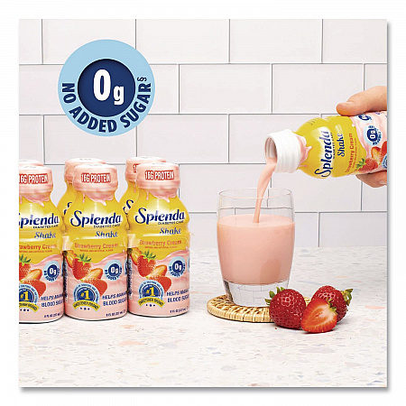 Diabetes Care Sugar-Free Shake, Strawberry Cream, 14 oz Bottle, 24/Carton (HFP00659)