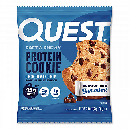 Gluten Free Protein Cookies, Chocolate Chip, 2.08 Pack, 12/Box (QUN00609)