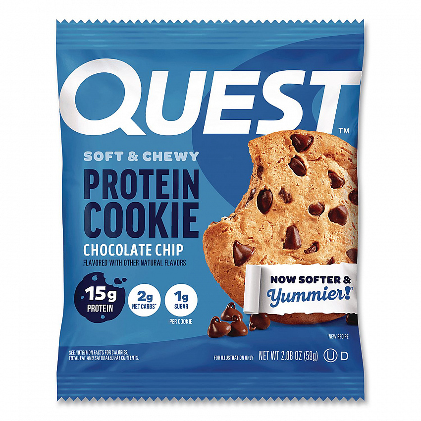Gluten Free Protein Cookies, Chocolate Chip, 2.08 Pack, 12/Box (QUN00609)