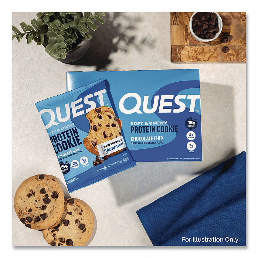 Gluten Free Protein Cookies, Chocolate Chip, 2.08 Pack, 12/Box (QUN00609)