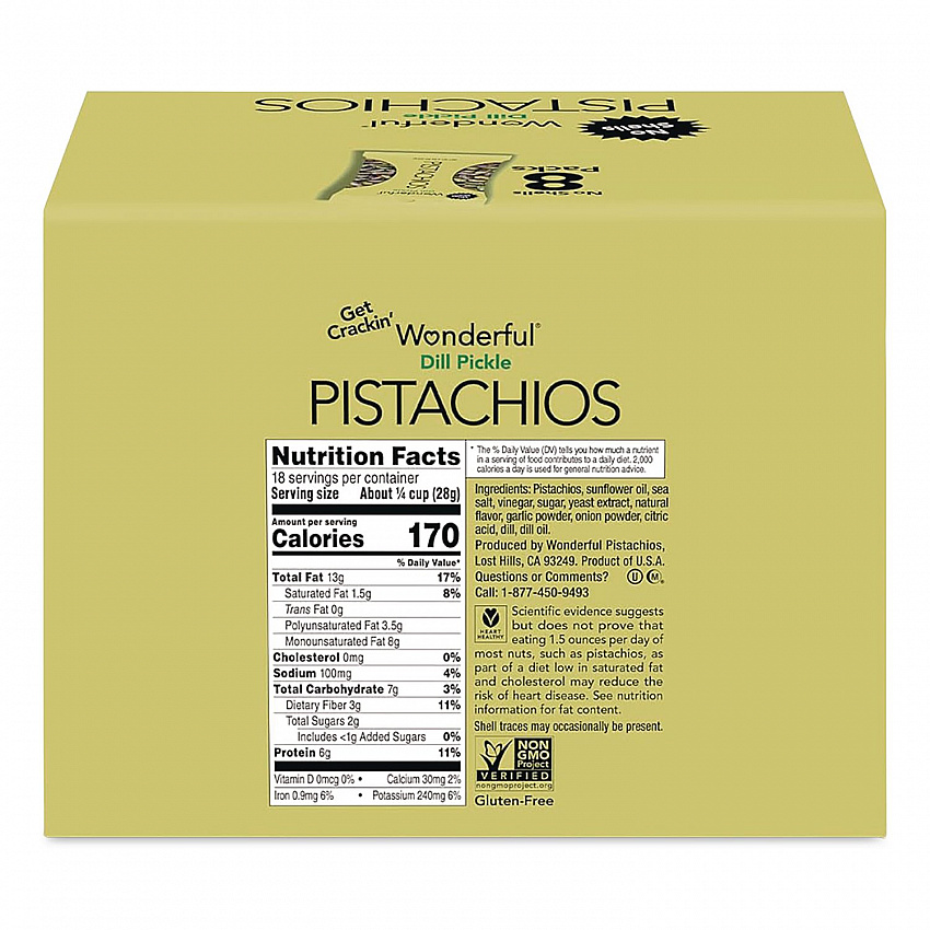 Pistachios, Salted Dill Pickle, 2.25 oz Bag, 8/Box (PAR70232)