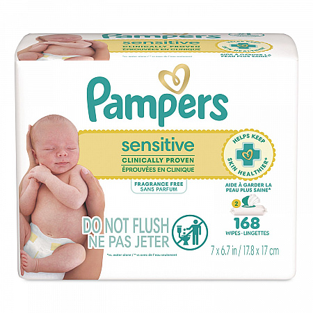 Sensitive Baby Wipes, 1-Wipe Pop-Top, Fragrance-Free, 84 Wipes/Pack, 2 Packs (870870)