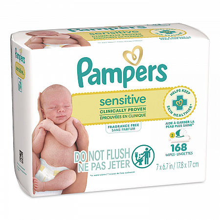 Sensitive Baby Wipes, 1-Wipe Pop-Top, Fragrance-Free, 84 Wipes/Pack, 2 Packs (870870)
