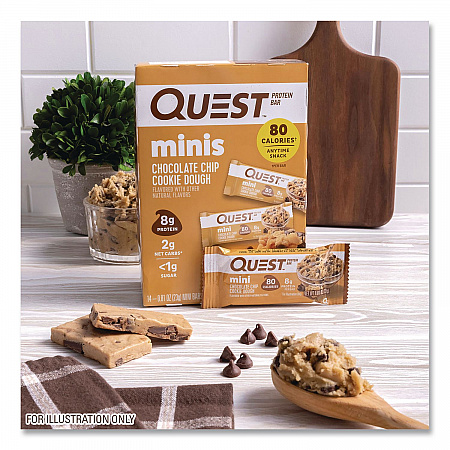 Protein Bar Minis, Chocolate Chip Cookie Dough, 0.81 oz Bar, 14/Box (QUN01270)