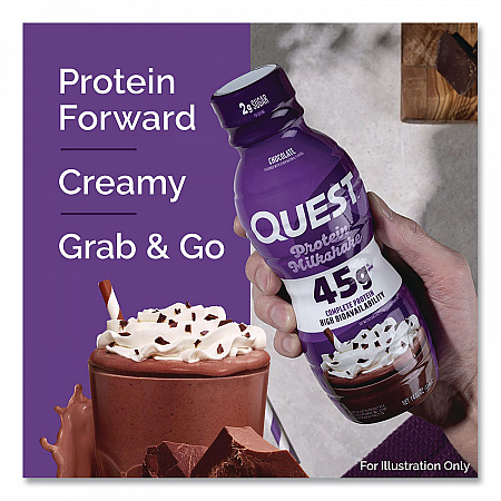 Protein Milkshakes, Chocolate, 14 oz Bottle, 12/Carton (QUN01598)
