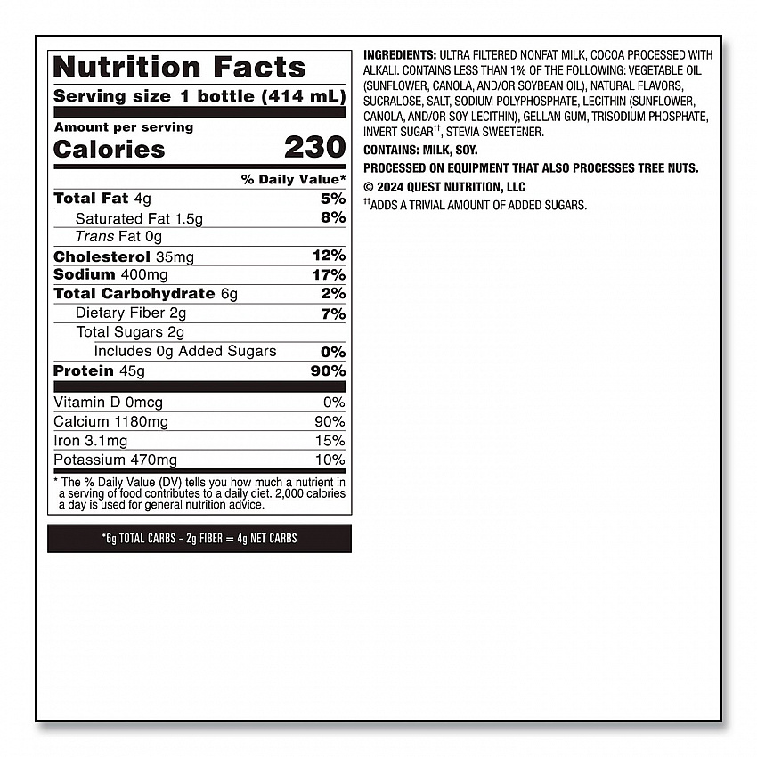 Protein Milkshakes, Chocolate, 14 oz Bottle, 12/Carton (QUN01598)