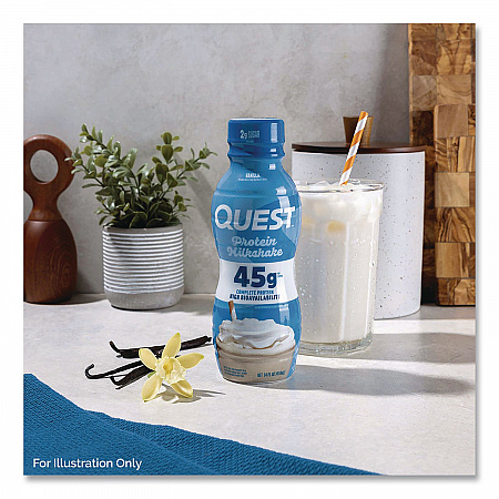 Protein Milkshakes, Vanilla, 14 oz Bottle, 12/Carton (QUN01602)