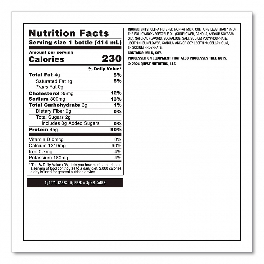 Protein Milkshakes, Vanilla, 14 oz Bottle, 12/Carton (QUN01602)
