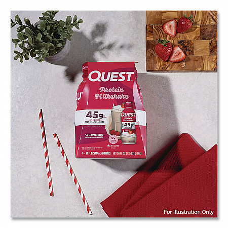 Protein Milkshakes, Strawberry, 14 oz Bottle, 12/Carton (QUN01606)