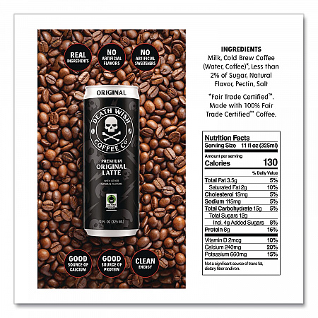 Original Latte Cold Brew Coffee, 11 oz Can, 12/Carton (EWC34446)