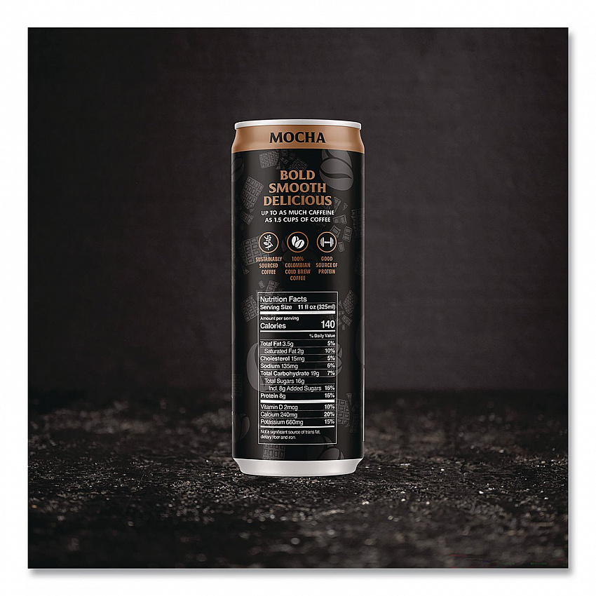 Mocha Latte Cold Brew Coffee, 11 oz Can, 12/Carton (EWC34447)