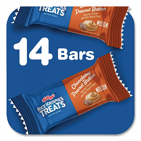 Rice Krispies Treats Crispy Rice Squares, Chocolatey Peanut Butter, 0.78 oz Bar, 14/Box (KEE30684)