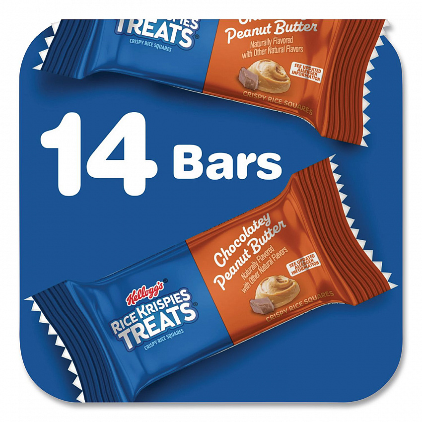 Rice Krispies Treats Crispy Rice Squares, Chocolatey Peanut Butter, 0.78 oz Bar, 14/Box (KEE30684)