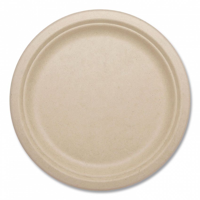 Fiber Plates, 9" dia, Natural, 20/Pack (PLRTSCU9)